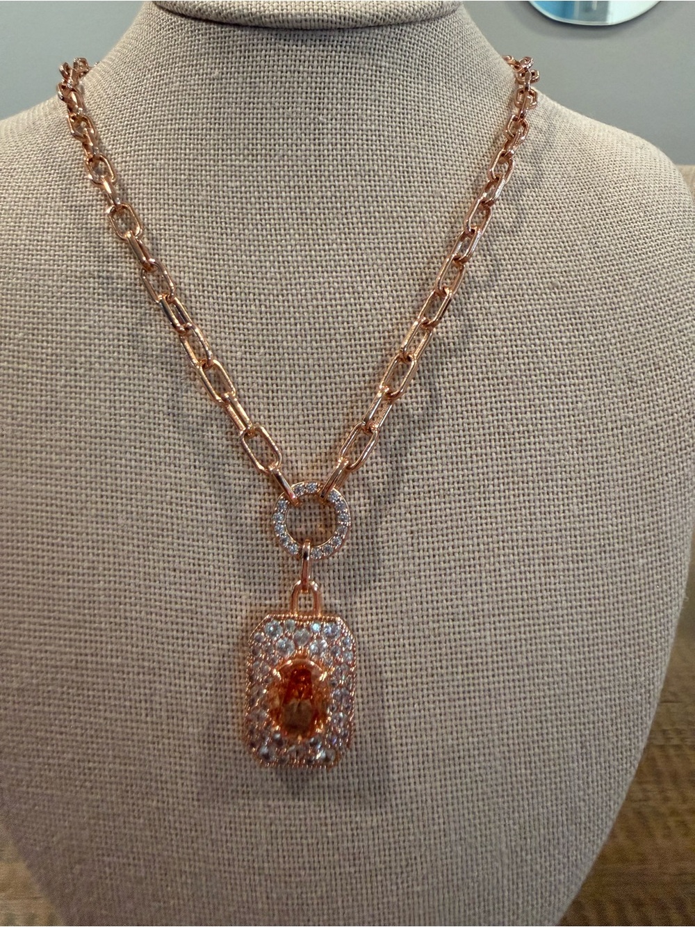 BP rose gold plated cz & citrine November birthday collection necklace
